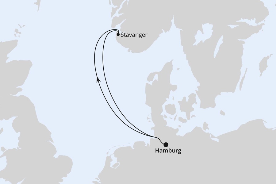 Hamburg - Stavanger Seekarte